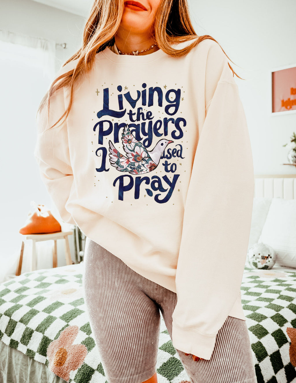 Living the prayers Christian Garment Dyed Comfort Colors Sweatshirt